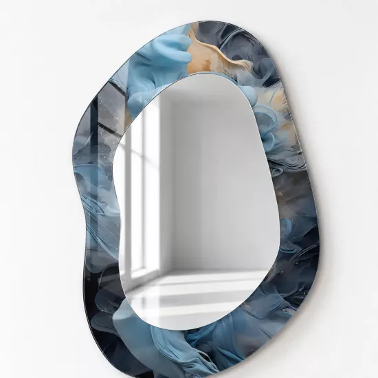 Geometrik Oval Aynalı Cam Tablo Ürünü
