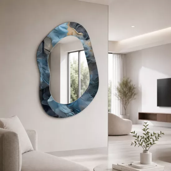 Geometrik Oval Aynalı Cam Tablo Ürünü